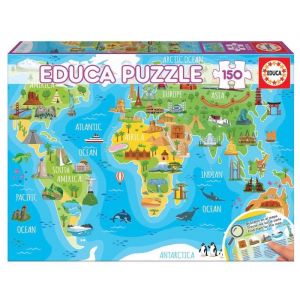 Image de Educa Puzzle 150 pièces : Mappemonde monuments