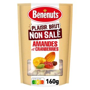 Image de Benenuts Plaisir Brut Non sal&eacute; Amandes et Cranberries 160G