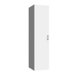 Pegane Armoire de rangement en bois mélamine coloris blanc - longueur 30 x hauteur 185 x profondeur 54 cm -