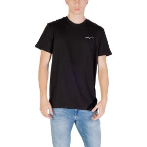 Tommy Hilfiger Tommy Jeans T-Shirt Manches Courtes Homme Linear Chest Tee Slim Fit, Noir (Black), S
