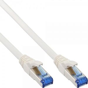 Inline 76800W - Cordon de raccordement RJ45 10 m SFTP CAT.6a sans crochet, Sans halog&egrave;ne blanc