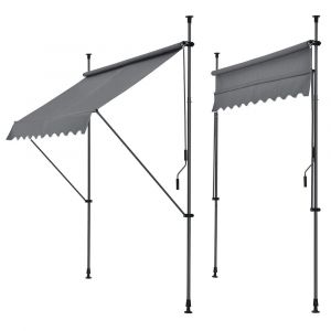 Store banne téléscopique acier polyester 250 x 120 x 200-300 cm gris ardoise 03_0008327