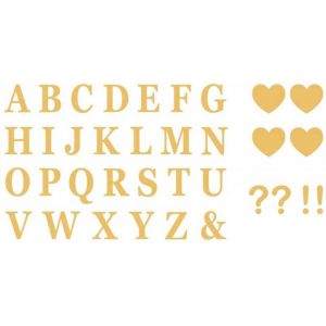 Ruedelafete Set de 48 Lettres adhésives et 8 symboles, Or