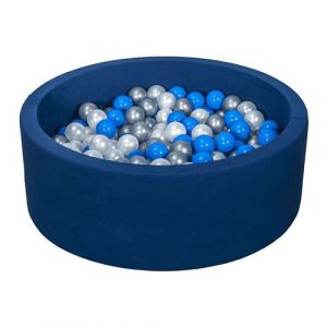 Piscine à balles + 300 balles perle bleu argent