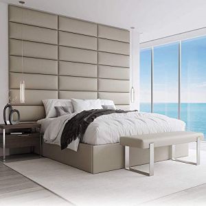 Murs 3d By Wall Decor - Panneau Tête De Lit Capitonnée Mural 76cm Simili Simili Cuir Taupe