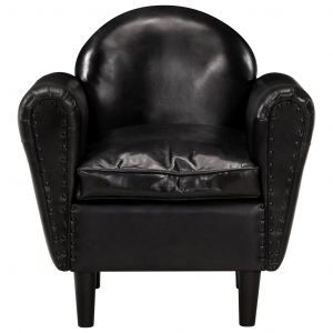 Image de VidaXL Fauteuil tube Noir 77x65x79 cm Cuir véritable