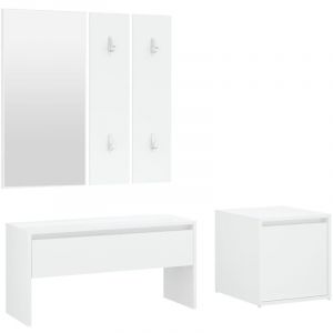VidaXL Ensemble de meubles de couloir Blanc Bois d'ing&eacute;nierie White