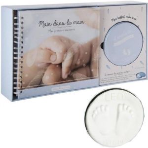 Grand Coffret de Naissance Garçon : Alb de Naissance Souvenirs + Boîte à Empreinte Mains Pieds Bébé