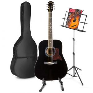 Max SoloJam Western Guitare acoustique avec musique et support de guitare - Noir