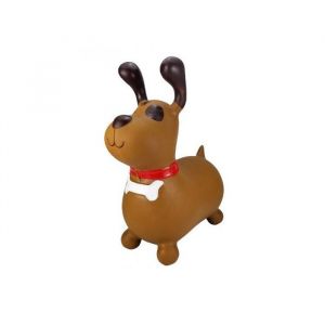 Skippy chien sauteur marron gonflable enfant bebe 18 mois - jusqu'a 20 kg - ballon sauteur animal - set jouet motricite et carte