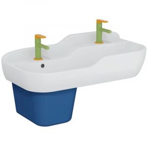vitra Pack lavabo pour enfant Sento Kids 85 cm + cache siphon + Mitigeur lavabo jaune et vert