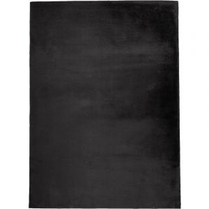 Sough - Tapis Salon Fourrure Poils Longs Velour Moelleux unicolore (Noir Graphite - 160x230cm)