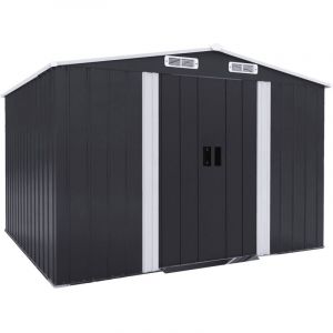 Habitat et Jardin Abri de jardin m&eacute;tal avec porte coulissante "Boston" - 6,54 m&sup2; - Gris