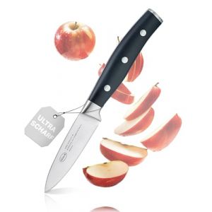 Rösle Couteau d'office Tradition, couteau de cuisine de haute qualité pour couper, garnir, piquer la viande, acier spécial à lame, POM noir, protège-doigts