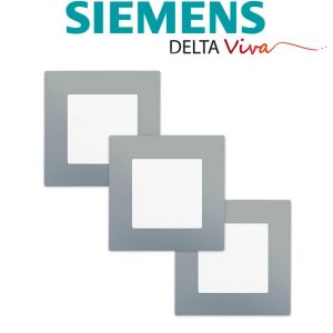 Siemens LOT 3 Va et Vient Blanc Delta Viva + Plaque Silver