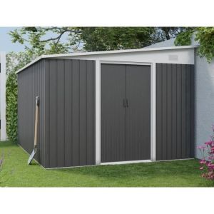 Abri de jardin métal adossé en acier galvanisé anthracite 9,76 m² - DAXTON