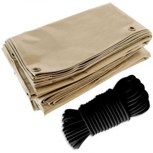 Toile Pergola - TECPLAST - LP506PR - 3x4 m - Beige foncé - Sandow Noir 20m - Garantie 5 ans