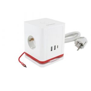 Chacon Bloc multiprise 3 prises + 4 ports USB - Quick Charge