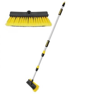 Brosse de Lavage - Nettoyage de Voiture - Manche Télescopique - en Aluminium - Jusqu' á 300 cm - pour Voiture Camion Fourgon suv - Longue Poignée
