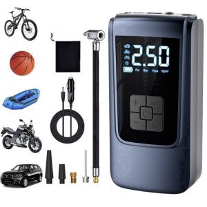 Compresseur d'air portable,Mini Gonfleur Pneus sans Fil 150PSI avec &eacute;cran LCD,Pompe &agrave; Air &Eacute;lectrique pour V&eacute;lo /Moto/Trotinette