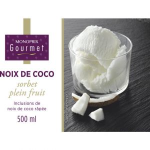 Monoprix gourmet Sorbet plein fruit &agrave; la noix de coco r&acirc;p&eacute;e - Le bac de 500ml