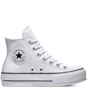 Image de Converse Chaussures casual Chuck Taylor All Star Lift Clean Platform Hautes Cuir Blanc - Taille 37,5