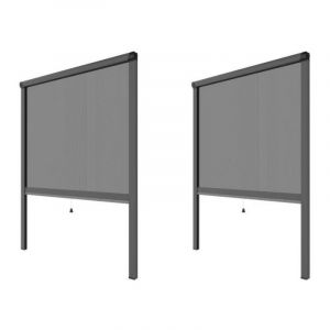 Volet moustiquaire PACK ECO de 2 moustiquaires alu H145 cm x L130 cm Gris