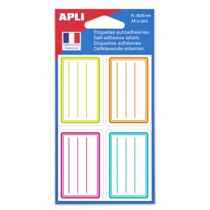 APLI Lot de 24 étiquettes scolaires - 36x56 mm - Couleurs Peps