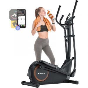 Merach - Vélo elliptique magnétique, 16 niveaux, foulée 42 cm, 150 kg max, écran lcd, capteur cardio, support tablette et gourde