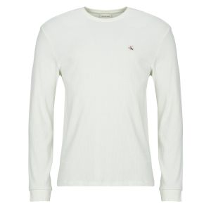Calvin Klein T-Shirt Manches Longues Homme Waffle Badge Tee avec Col Ras-du-Cou, Beige (Tofu), S