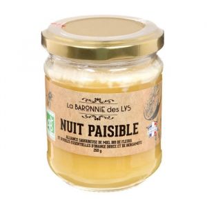 Image de La Baronnie des Lys Nuit Paisible - Miel bio de fleurs et huiles essentielles d'orange douce et bergamote
