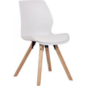 CLP Chaise de salle à manger Luna avec pieds en bois, Blanc /Plastique
