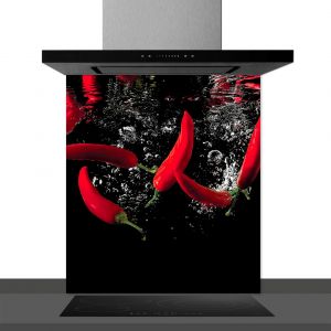 Hexoa Hxadeco - Fond de hotte decorative, piments rouges rouge 60x70 - Rouge