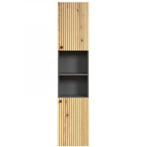 Calicosy Colonne de salle de bain rainurée 2 portes, 2 niches H186 cm - purebliss