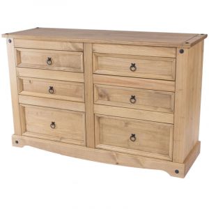 Mes Commode 6 tiroirs 132x43x83 cm en pin massif - SERGO