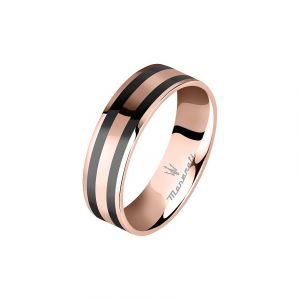 Maserati Bague pour hommes Acier inoxydable, Céramique or rose, noir 1 unité