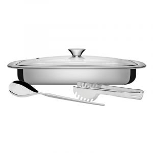 Tramontina Set de cuisson et de service 3 pièces en acier inoxydable avec couvercle en verre Cosmos