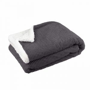 LOVELY CASA Plaid en polyester Ernest gris - 130 x 150 cm
