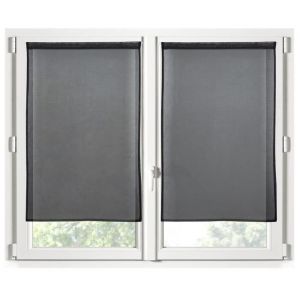 Paire De Rideaux Voile Brise Bise 60 X 120 Cm Noir