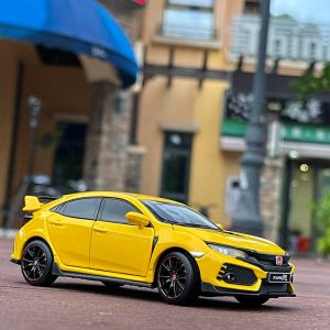 Modèle De Voiture Honda Civic Type R Fk8 En Alliage, En Métal Moulé, Modèle De Véhicule, Collection Son Et Lumière, Jouet Cadeau Pour Enfants, 1/32