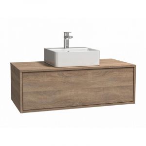 Meuble de salle de bain suspendu coloris naturel clair avec simple vasque - 94 cm - TEANA II