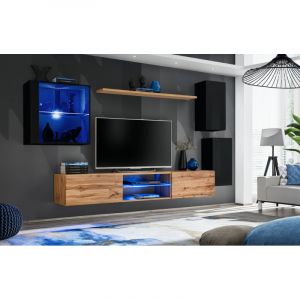 AC-Déco Ensemble Meuble TV "Switch XXIII" 250cm Noir & Naturel