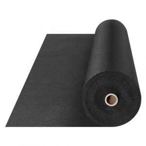 VEVOR Géotextile Non Tissé 1,8x15,2 m Toile de Paillage Anti-Mauvaises Herbes 271 g/m² Tissu d'Allée Perméable Résistant à la Déchirure pour Systèmes de Drainage, Aménagement Paysager, Couvre-sol Noir
