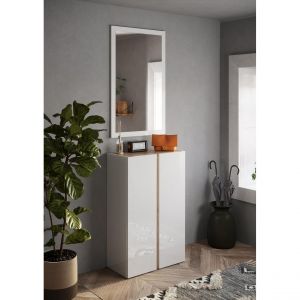 Meuble de rangement Ferrare 2 portes avec 5 &eacute;tageres reglables blanc