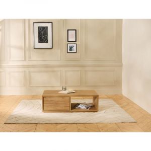 Bobochic Table basse avec tiroir 100 cm ferret effet tasseaux de bois
