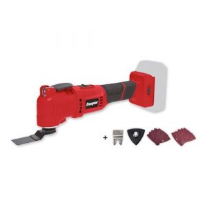 Energizer Outil Multifonction Sans Fil Multitool 20V Oscillant–7000-19000 o/min, 6 Vitesses, Poignée Soft Grip & Auxiliaire Sciage,Grattage,Sablage,Façonnage –Accessoires Inclus–Batterie Non Incluse