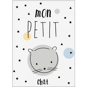 Image de AC-Déco Sticker Kids - Chat - 30 x 40 cm - PVC - Blanc