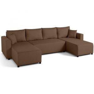 Regala - canap&eacute; panoramique - 7 places - convertible avec coffre - en tissu - marron - Marron
