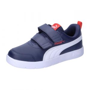 Puma Courtflex V3 V PS Sneaker, Navy White Red, 32 EU