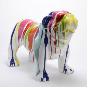 Amadeus Statue : Bulldog USA Trash blanc 43 cm - Multicolore - Résine